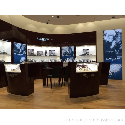 Wooden display counter and showcase and wall cabinet for watch store decoration